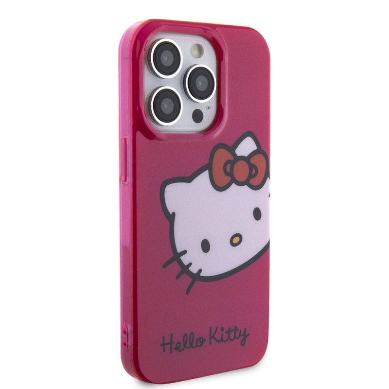 Apple iPhone 15 Pro Kılıf Hello Kitty Orjinal Lisanslı Yazı ve İkonik Logolu Kitty Head Kapak