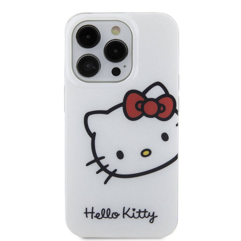 Apple iPhone 15 Pro Kılıf Hello Kitty Orjinal Lisanslı Yazı ve İkonik Logolu Kitty Head Kapak