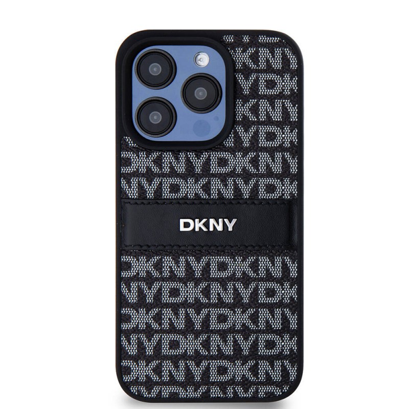 Apple iPhone 15 Pro Max Kılıf DKNY Orjinal Lisanslı 3D Yazılı Repeat Texture Pattern Kapak