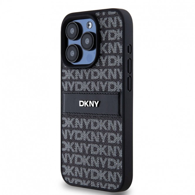 Apple iPhone 15 Pro Max Kılıf DKNY Orjinal Lisanslı 3D Yazılı Repeat Texture Pattern Kapak