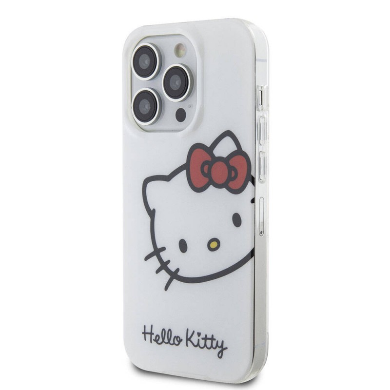 Apple iPhone 15 Pro Max Kılıf Hello Kitty Orjinal Lisanslı Yazı ve İkonik Logolu Kitty Head Kapak