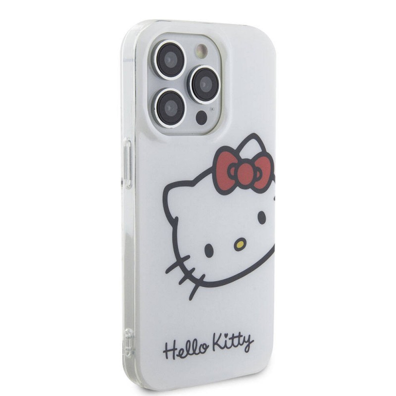 Apple iPhone 15 Pro Max Kılıf Hello Kitty Orjinal Lisanslı Yazı ve İkonik Logolu Kitty Head Kapak