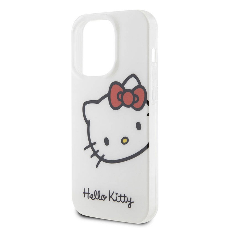 Apple iPhone 15 Pro Max Kılıf Hello Kitty Orjinal Lisanslı Yazı ve İkonik Logolu Kitty Head Kapak