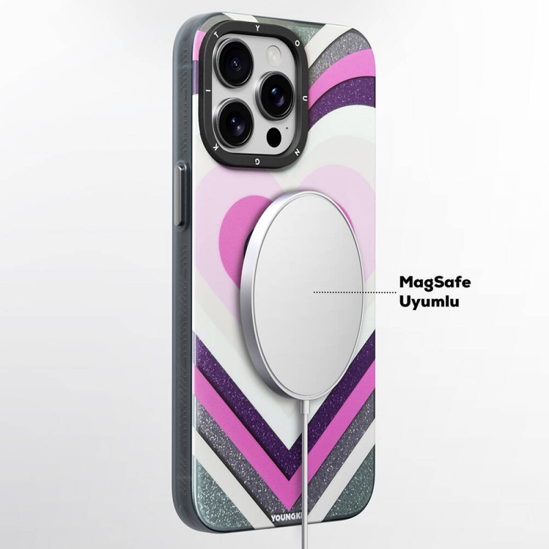 Apple iPhone 15 Pro  Max Kılıf Magsafe Şarj Özellikli Youngkit Star Dazzle Serisi Kapak