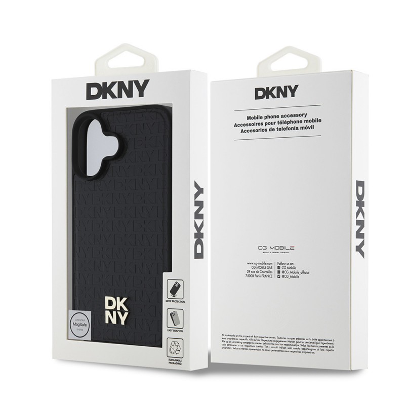 Apple iPhone 16 Kılıf DKNY Orjinal Lisanslı Magsafe Şarj Özellikli 3D Yazılı Repeat Pattern Kapak