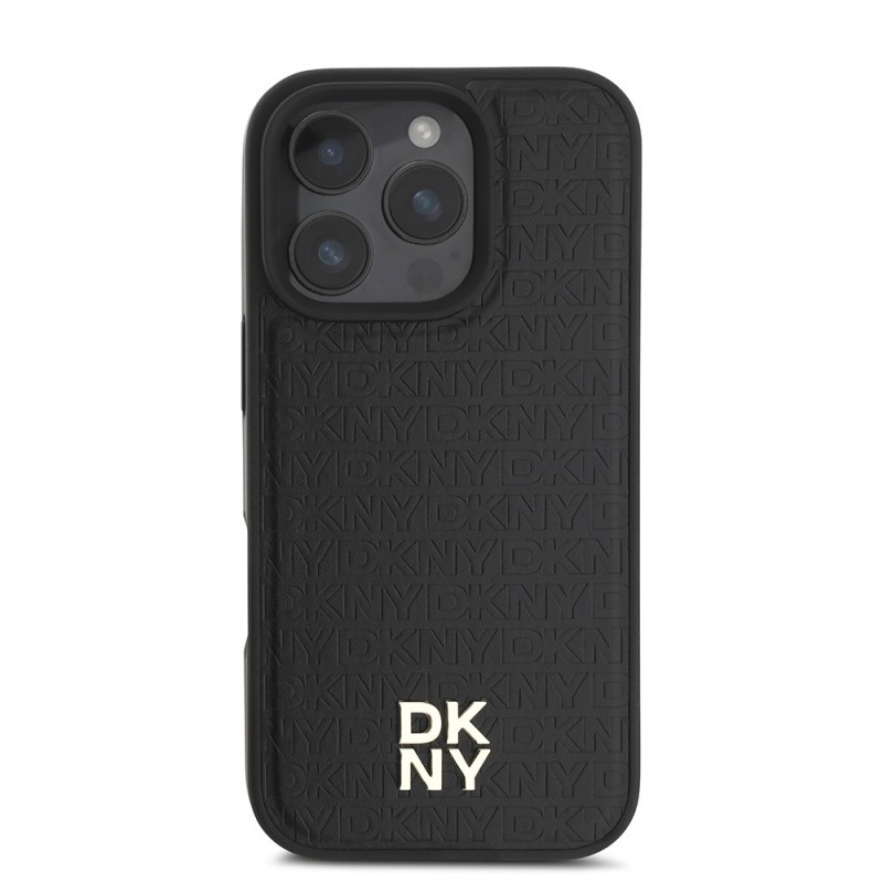 Apple iPhone 16 Pro Kılıf DKNY Orjinal Lisanslı Magsafe Şarj Özellikli 3D Yazılı Repeat Pattern Kapak