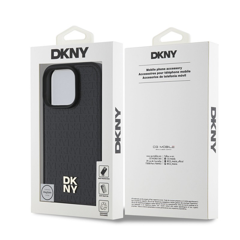 Apple iPhone 16 Pro Kılıf DKNY Orjinal Lisanslı Magsafe Şarj Özellikli 3D Yazılı Repeat Pattern Kapak