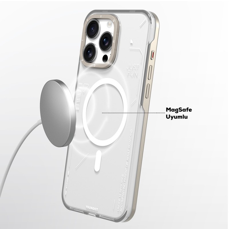 Apple iPhone 16 Pro Kılıf Magsafe Şarj Özellikli Çıkarılabilir Arka Yüzeyli Youngkit Mecha Kapak