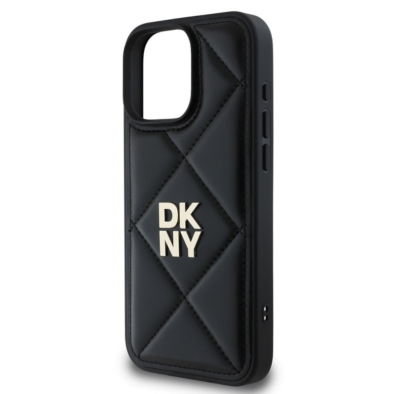 Apple iPhone 16 Pro Max Kılıf DKNY Orjinal Lisanslı Kapitone Tasarımlı Metal Logolu Deri Kapak