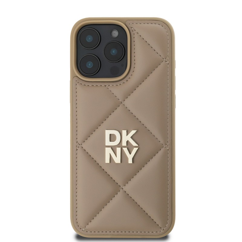 Apple iPhone 16 Pro Max Kılıf DKNY Orjinal Lisanslı Kapitone Tasarımlı Metal Logolu Deri Kapak