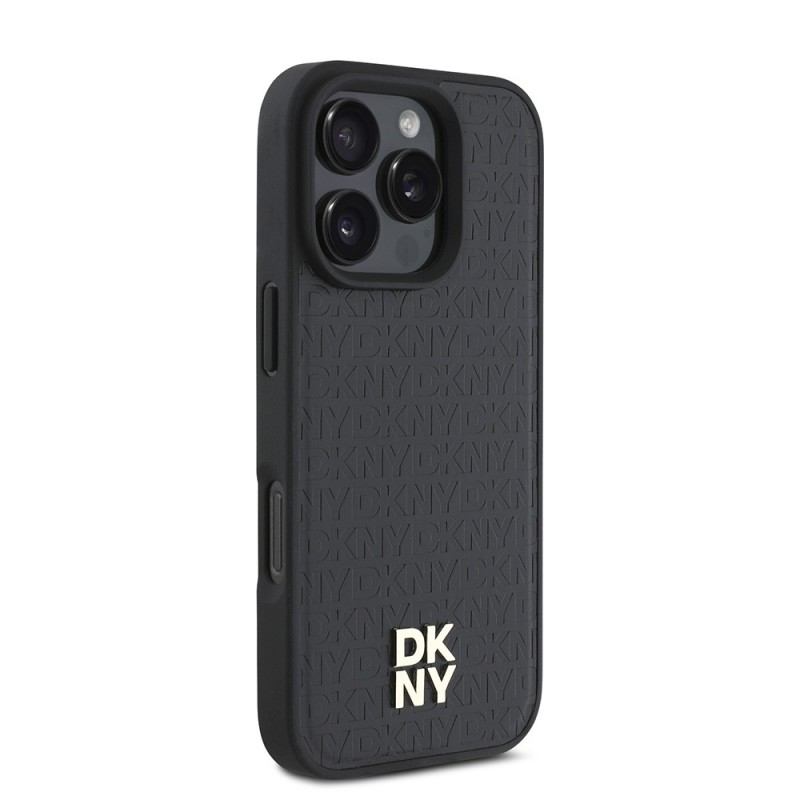 Apple iPhone 16 Pro Max Kılıf DKNY Orjinal Lisanslı Magsafe Şarj Özellikli 3D Yazılı Repeat Pattern Kapak