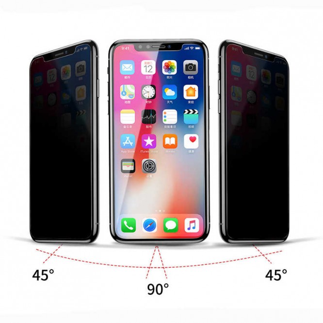 Apple iPhone X ​​​​​​​​​​​​Zore Rika Premium Privacy Temperli Cam Ekran Koruyucu