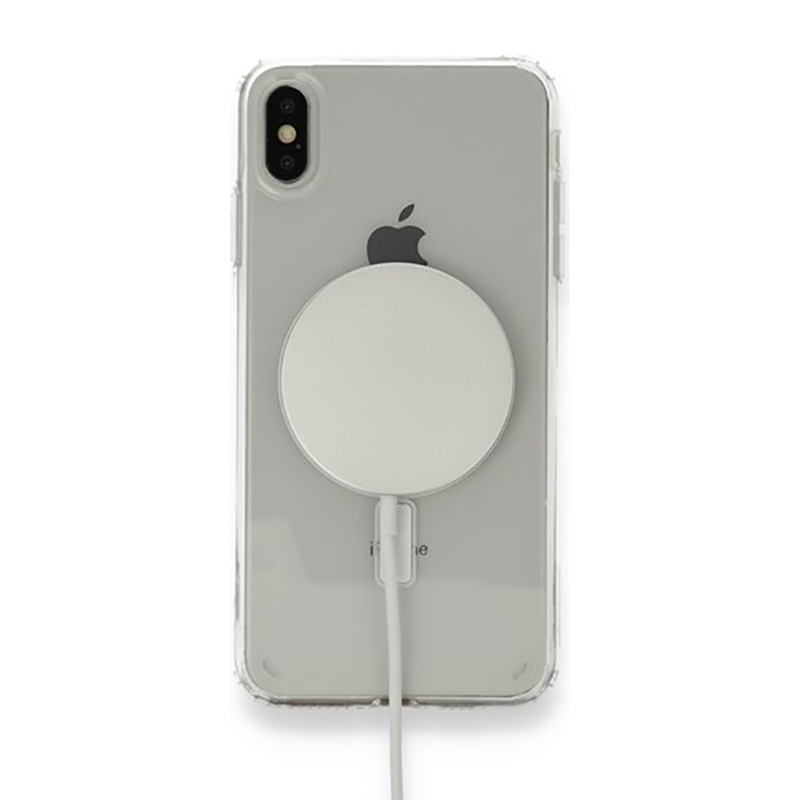 Apple iPhone XS Max 6.5 Kılıf Magsafe Şarj Özellikli Şeffaf Sert PC Zore Embos Kapak