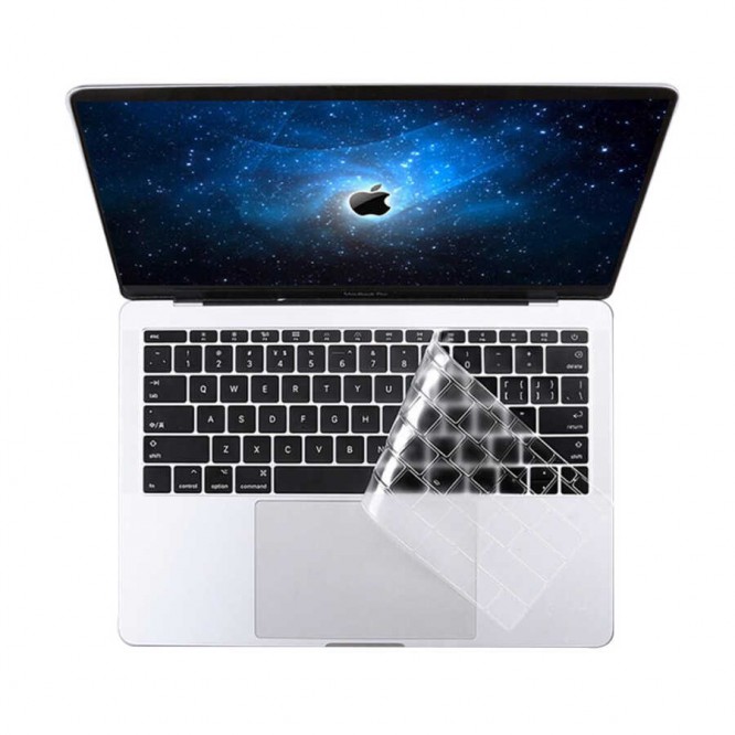 Apple Macbook 13' Pro Touch Bar A1706 Zore Klavye Koruyucu Şeffaf Silikon Ped