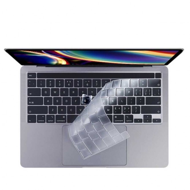 Apple Macbook 13' Pro Touch Bar A1706 Zore Klavye Koruyucu Şeffaf Silikon Ped