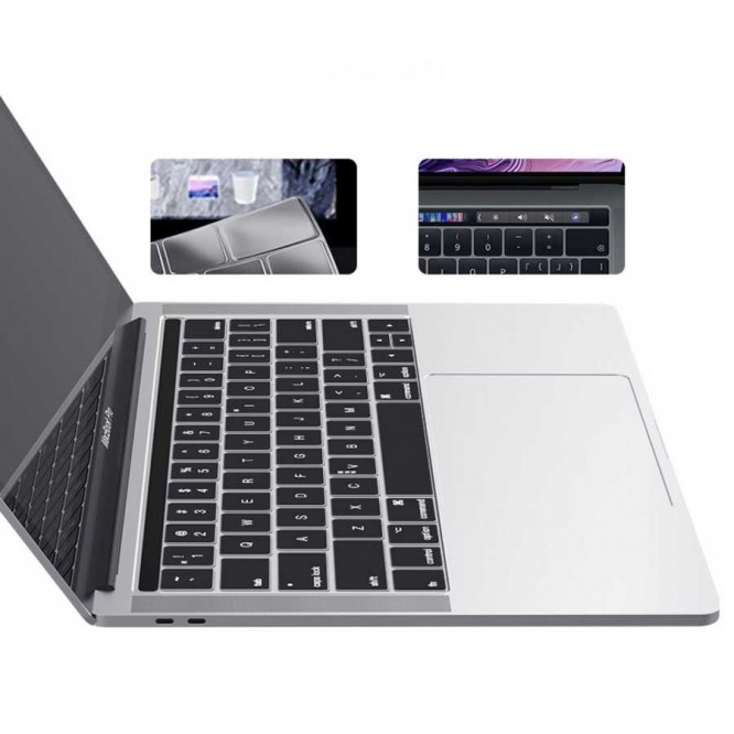 Apple Macbook 13' Pro Touch Bar A1706 Zore Klavye Koruyucu Şeffaf Silikon Ped