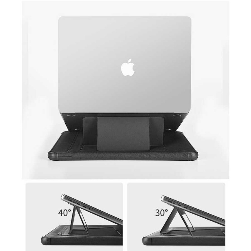 Apple Macbook 14.2' 2021 Wiwu Defender Stand Case Taşınabilir Standlı Magnetik PU Laptop Çantası