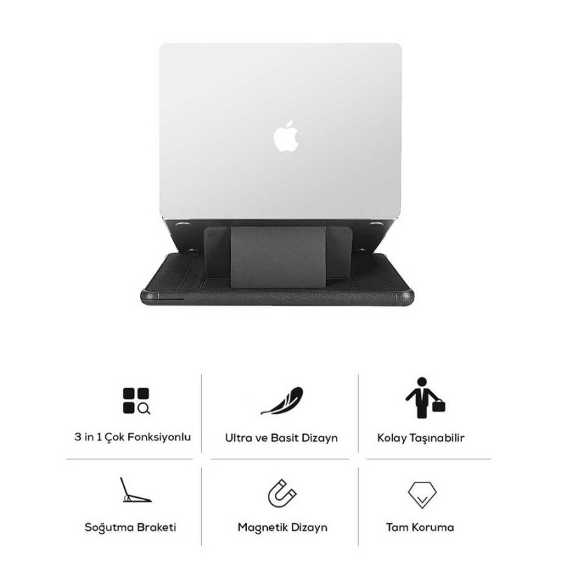 Apple Macbook 14.2' 2021 Wiwu Defender Stand Case Taşınabilir Standlı Magnetik PU Laptop Çantası