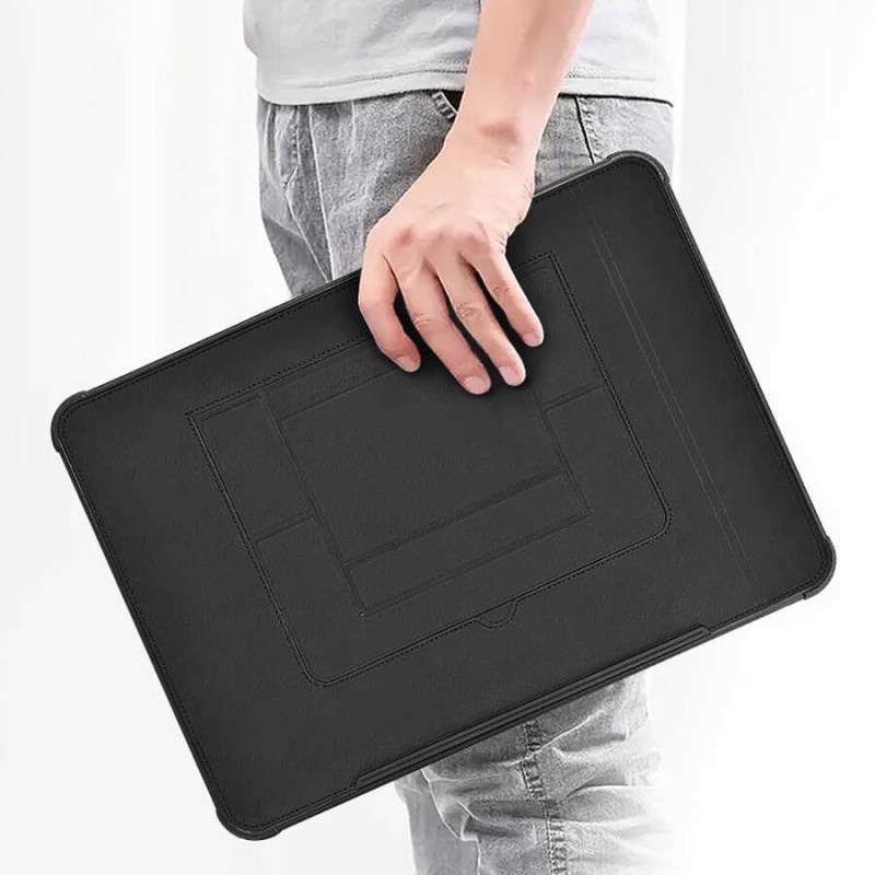 Apple Macbook 14.2' 2021 Wiwu Defender Stand Case Taşınabilir Standlı Magnetik PU Laptop Çantası