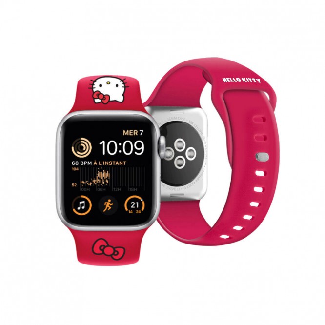 Apple Watch 38mm Hello Kitty Orjinal Lisanslı Yazı Logolu Fiyonk & Kitty Head Silikon Kordon