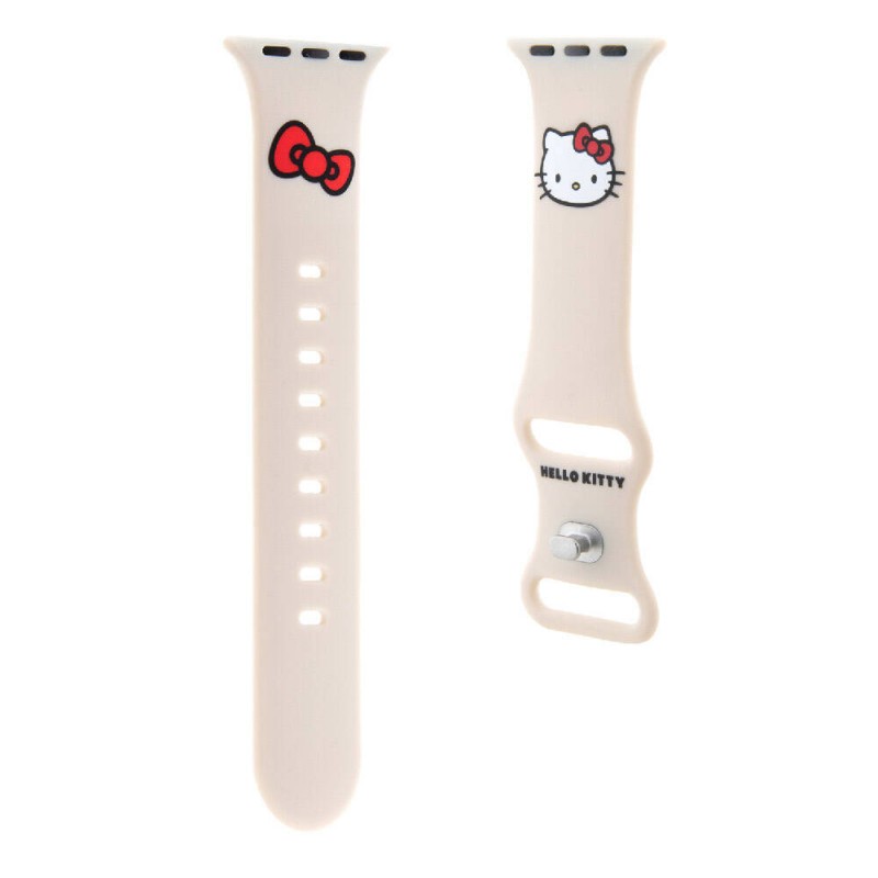 Apple Watch 38mm Hello Kitty Orjinal Lisanslı Yazı Logolu Fiyonk & Kitty Head Silikon Kordon