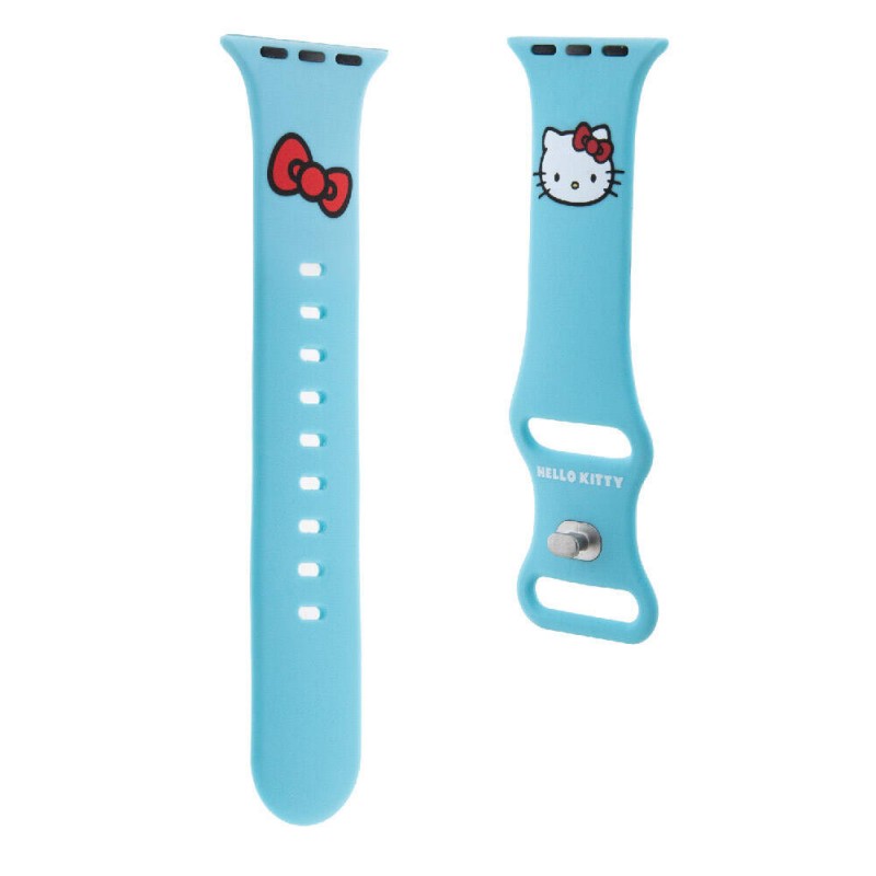 Apple Watch 41mm Hello Kitty Orjinal Lisanslı Yazı Logolu Fiyonk & Kitty Head Silikon Kordon