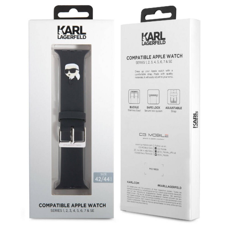 Apple Watch 42mm Karl Lagerfeld Orjinal Lisanslı İkonik Karl Head Logolu Silikon Kordon