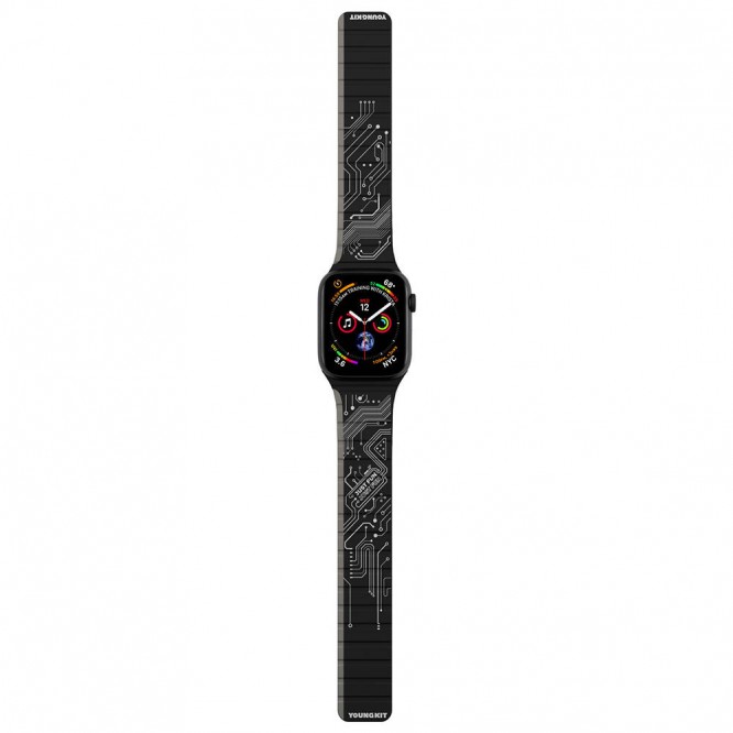 Apple Watch 42mm Kordon Youngkit Technological Magnetik Tak Çıkar Silikon Strap Kayış