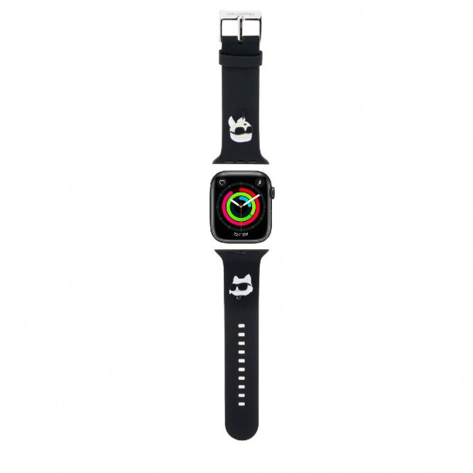 Apple Watch 7 41mm Karl Lagerfeld Orjinal Lisanslı İkonik Karl & Choupette Logolu Silikon Kordon