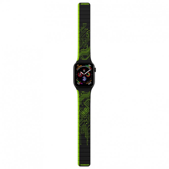 Apple Watch 7 45mm Kordon Youngkit Technological Magnetik Tak Çıkar Silikon Strap Kayış