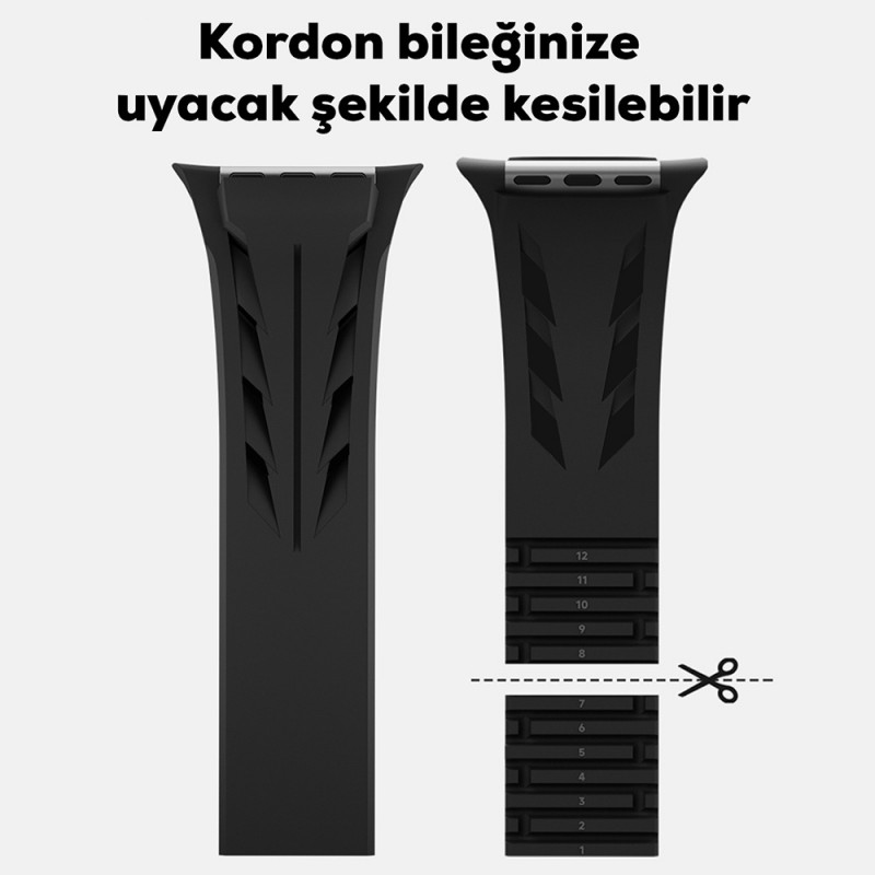 Apple Watch 7 45mm KRD-127 Metal Tokalı Silikon Kordon