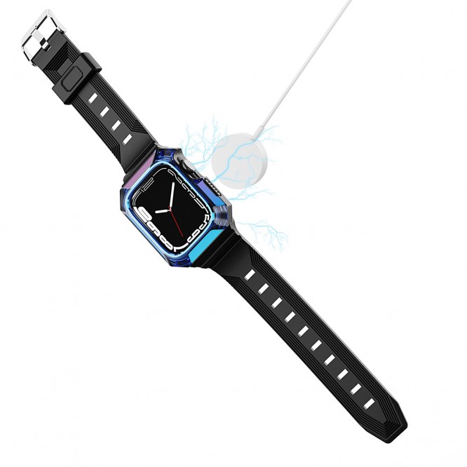 Apple Watch 7 45mm Zore KRD-88 Sert PC Kasa Koruyuculu Silikon Kordon