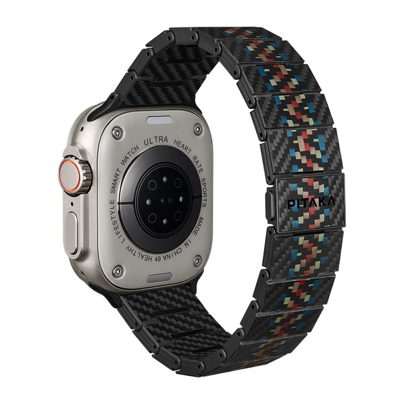 Apple Watch Serisi Uyumlu Aramid Fiber ve Karbon Fiber Pitaka Modern Serisi Rhapsody Universal Kordon