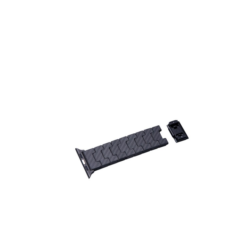 Apple Watch Serisi Uyumlu Karbon Fiber Pitaka Modern Serisi Black-Grey Twill Universal Kordon