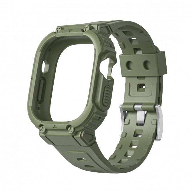 Apple Watch Ultra 49mm Wiwu Wi-WB014 Armor Serisi 2in1 Sert PC Kasa Koruyuculu Silikon Kordon