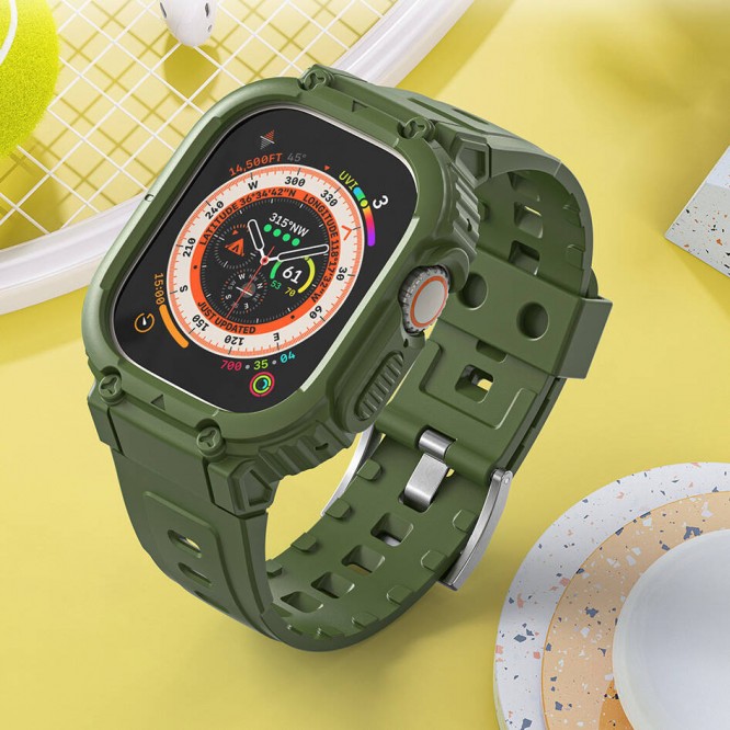 Apple Watch Ultra 49mm Wiwu Wi-WB014 Armor Serisi 2in1 Sert PC Kasa Koruyuculu Silikon Kordon