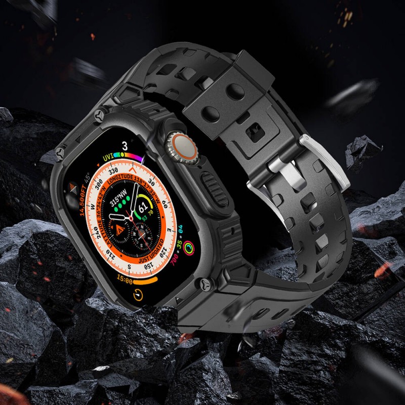 Apple Watch Ultra 49mm Wiwu Wi-WB014 Armor Serisi 2in1 Sert PC Kasa Koruyuculu Silikon Kordon