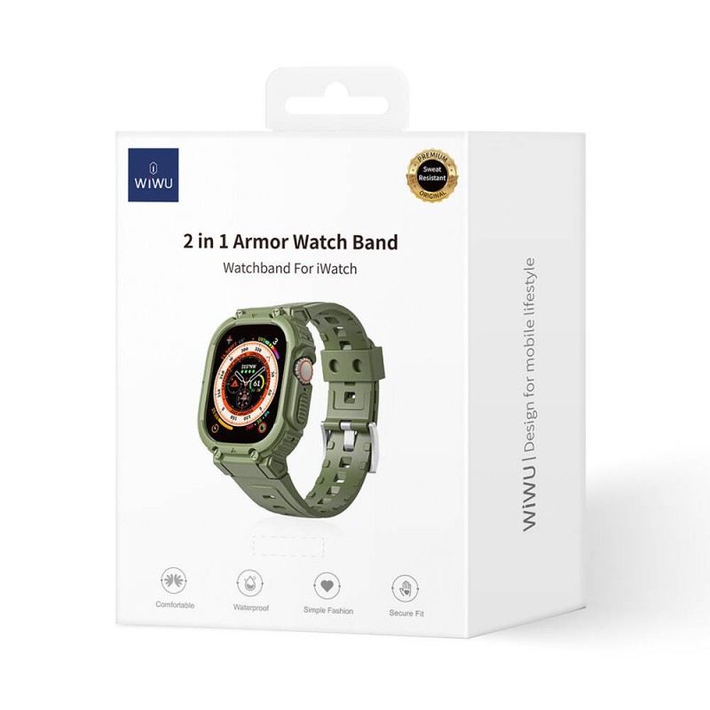 Apple Watch Ultra 49mm Wiwu Wi-WB014 Armor Serisi 2in1 Sert PC Kasa Koruyuculu Silikon Kordon