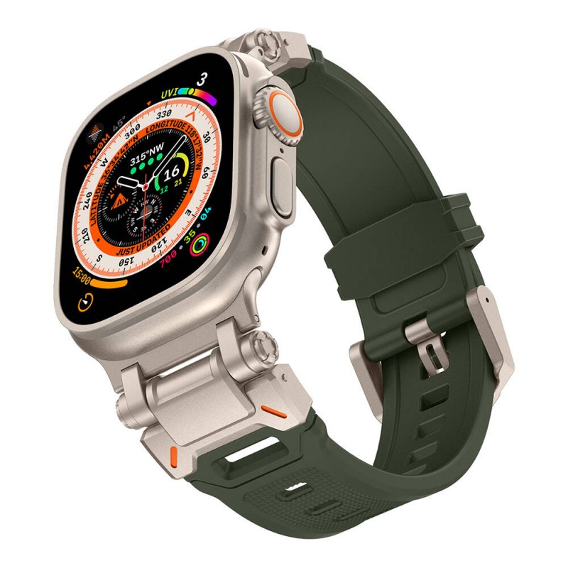 Apple Watch Ultra 49mm Zore KRD-101 Titanyum Metal Başlıklı Silikon Kordon