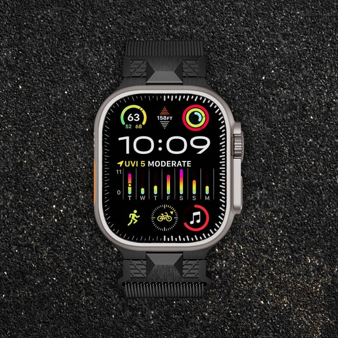 Apple Watch Ultra 49mm Zore KRD-107 Metal Hasır Kordon