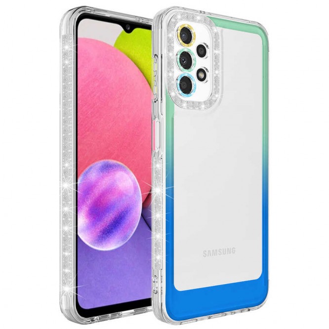 Galaxy A53 5G Kılıf Simli ve Renk Geçiş Tasarımlı Lens Korumalı Zore Park Kapak