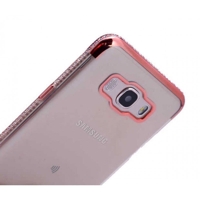 Galaxy J5 Kılıf Zore Kenarı Tek Sıra Taşlı Silikon