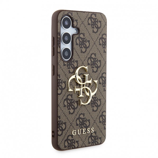 Galaxy S24 Kılıf Guess Orjinal Lisanslı PU Deri Yazı ve 4G Metal Logolu Desenli Kapak