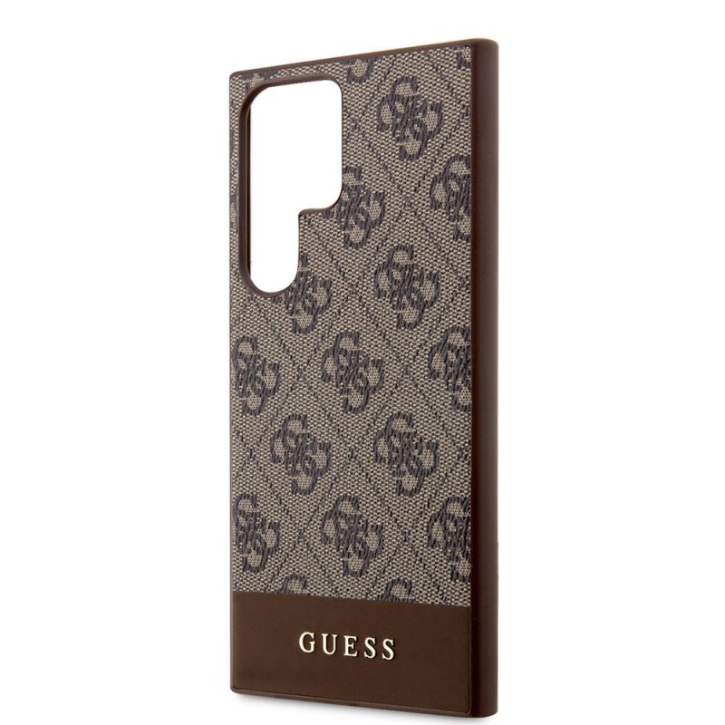 Galaxy S24 Ultra Kılıf Guess Orjinal Lisanslı PU Deri Şerit Logo Dizaynlı Kapak