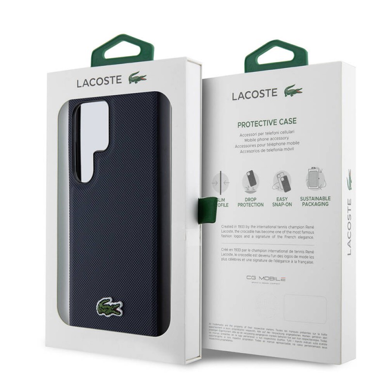 Galaxy S24 Ultra Kılıf Lacoste Orjinal Lisanslı PU Pike Desenli Arka Yüzey İkonik Timsah Dokuma Logolu Kapak