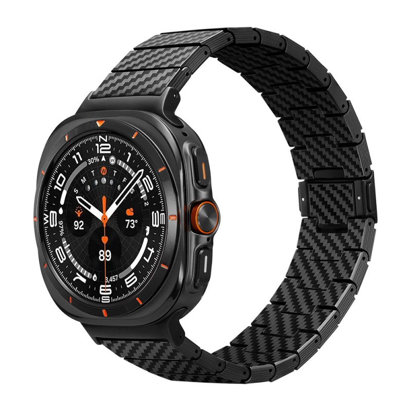 Galaxy Watch Ultra 47mm Serisi Uyumlu Karbon Fiber Pitaka Modern Serisi Black-Grey Twill Kordon