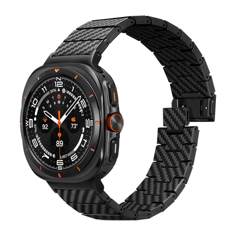 Galaxy Watch Ultra 47mm Serisi Uyumlu Karbon Fiber Pitaka Modern Serisi Black-Grey Twill Kordon