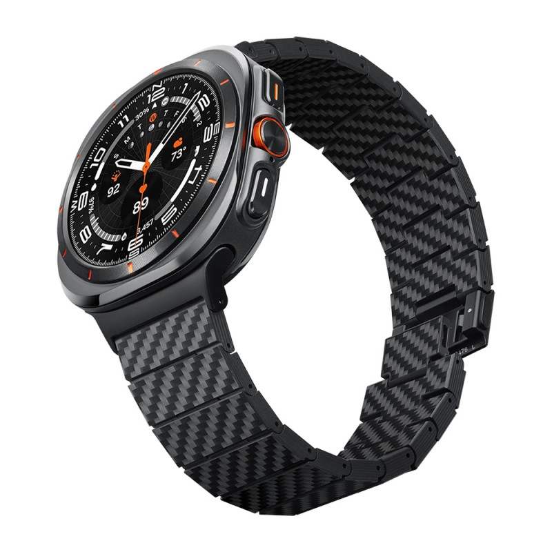 Galaxy Watch Ultra 47mm Serisi Uyumlu Karbon Fiber Pitaka Modern Serisi Black-Grey Twill Kordon