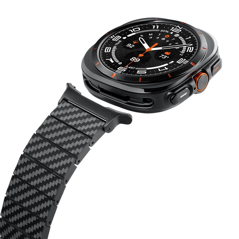 Galaxy Watch Ultra 47mm Serisi Uyumlu Karbon Fiber Pitaka Modern Serisi Black-Grey Twill Kordon