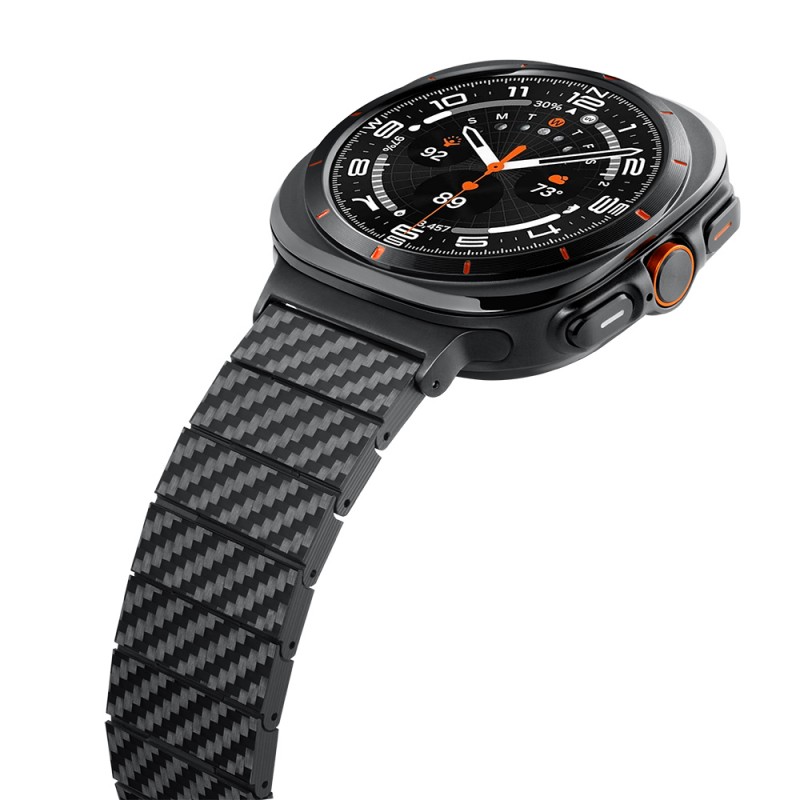 Galaxy Watch Ultra 47mm Serisi Uyumlu Karbon Fiber Pitaka Modern Serisi Black-Grey Twill Kordon